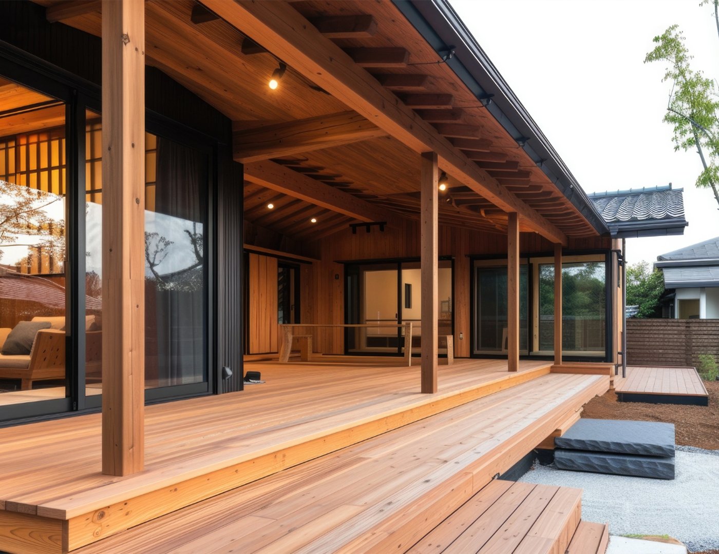 Custom outdoor wood deck construction